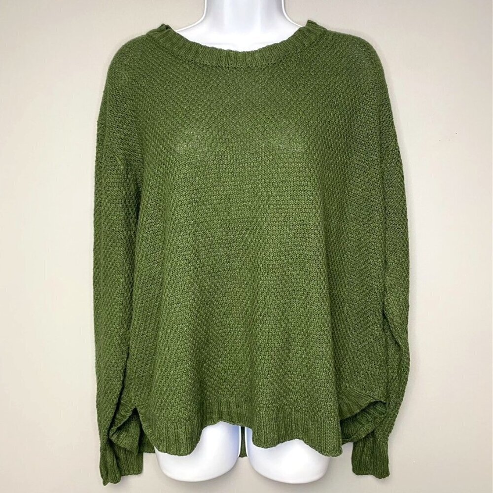 Zenana Hunter Green Lightweight Waffle Knit Sweater Women's Size M